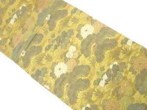 アンティーク　笠松に菊・橋模様織り出し丸帯（材料）